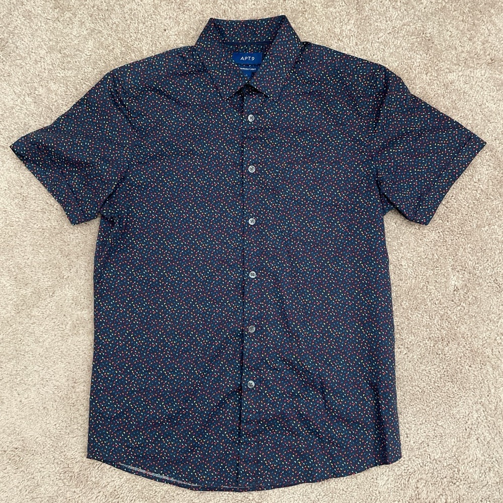 Apt 9 Navy and Bright Geometric Button Down Shirt - S